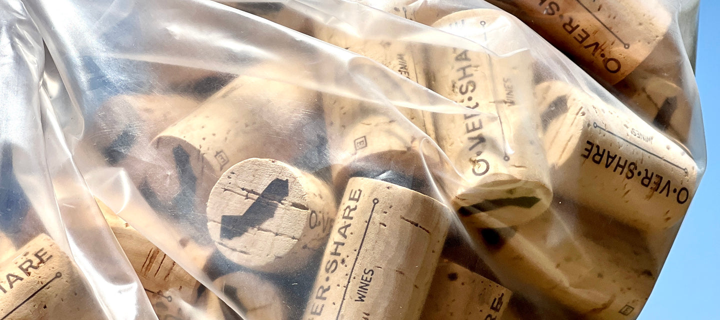 Overshare-branded corks from the original website